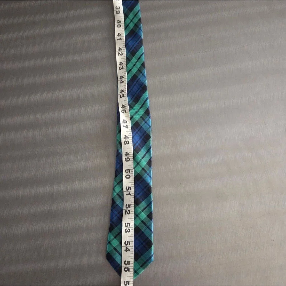 Lauren Ralph Lauren Classic Tartan Plaid Silk Tie Green Blue Preppy 2.5